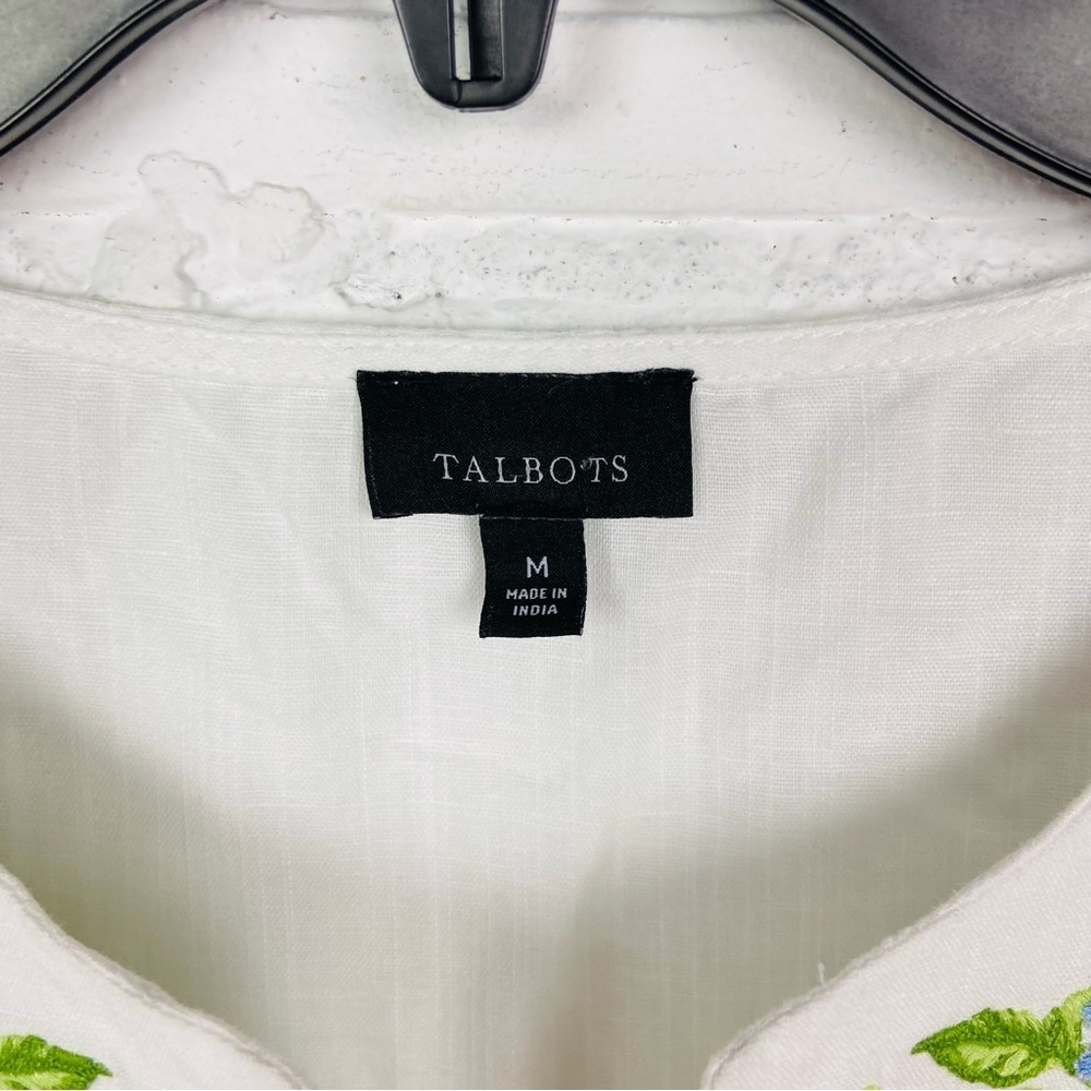 TALBOTS white lightweight lemon, embroidered linen cotton summer shirt SZ medium - Picture 14 of 15